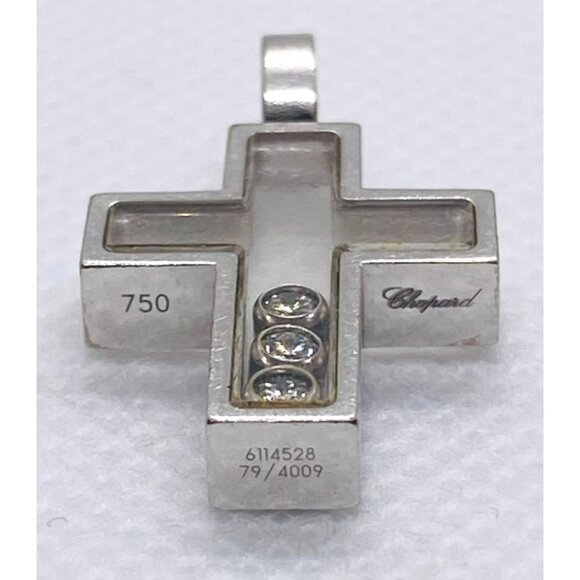 SOLD!!! Chopard Happy Diamonds 18K 750 White Gold Cross Pendant Charm - Picture 8 of 10